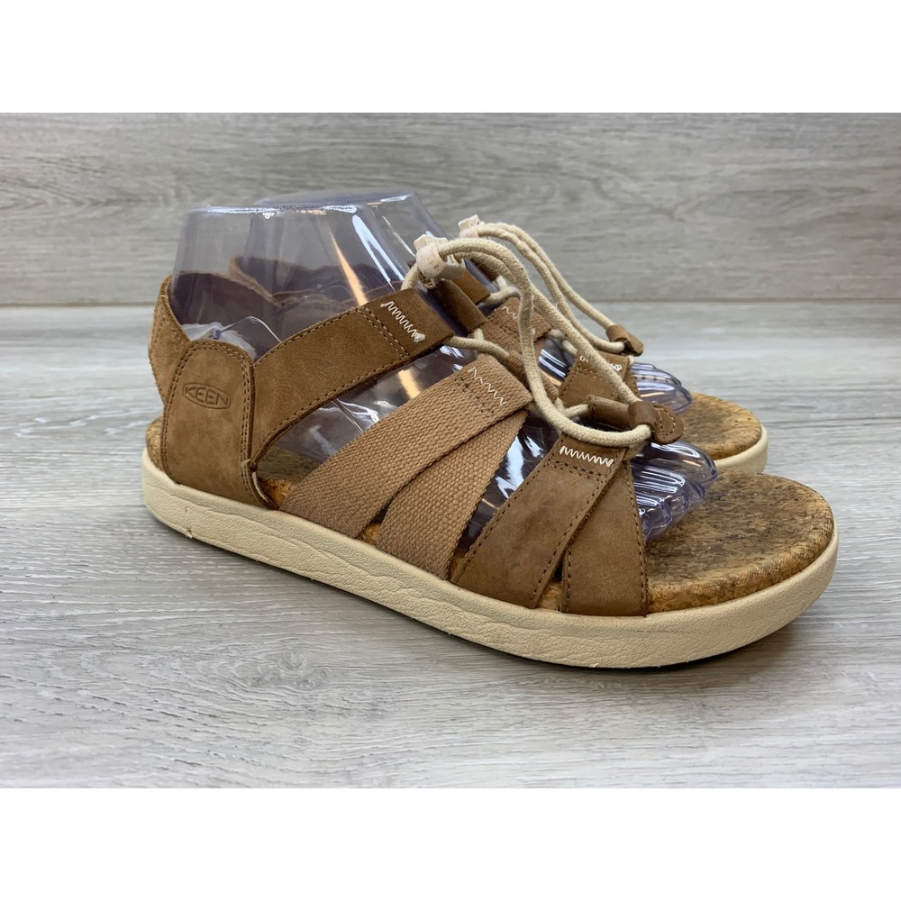 KEEN Elle Backstrap Leather Cork Sandals Toasted Coconut Brown Women's 9 Shoes